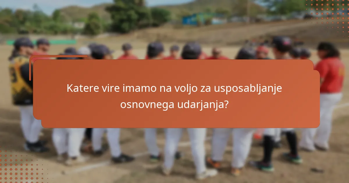 Katere vire imamo na voljo za usposabljanje osnovnega udarjanja?